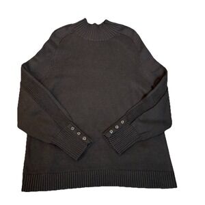 J Jill Black Cowl Neck Knit Sweater Size XL Tall Cotton Viscose